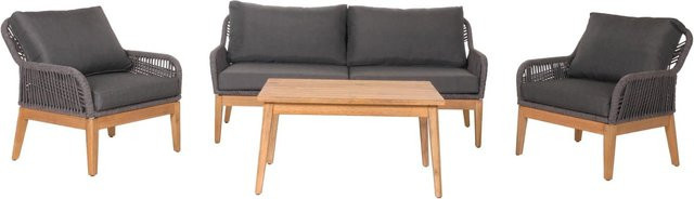 MCW Gartengarnitur H56b 4-teiliges Lounge-Set aus Akazie mit Seilgeflecht in Dunkelgrau - Bild 2