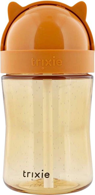 Trixie Trinkbecher Tumbler mit Strohhalm aus Kunststoff in Transparent und Orange, spülmaschinenfest, 300 ml - Bild 1