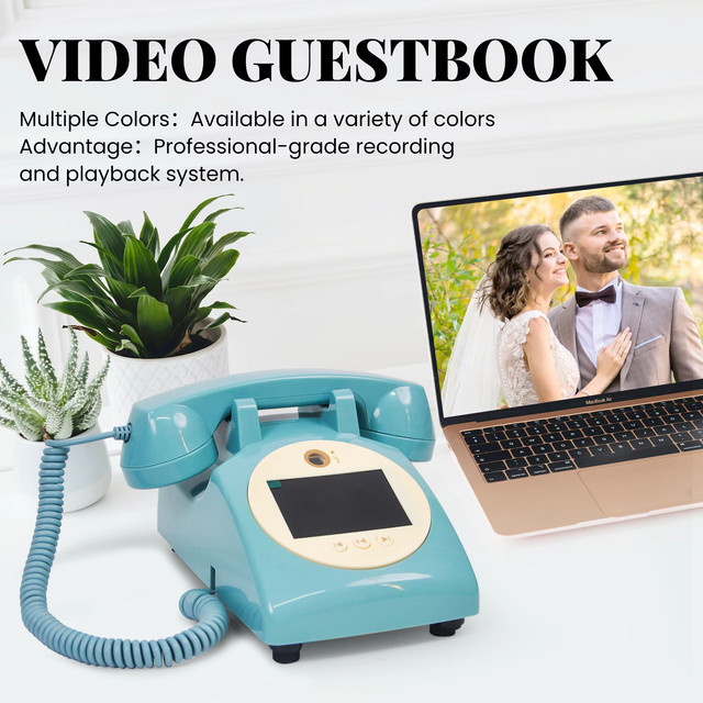FEIYAQI Phonograph Video-Gästebuch Klassische Europäische Dekoration für Hochzeiten in Weiß und Blau - Bild 1