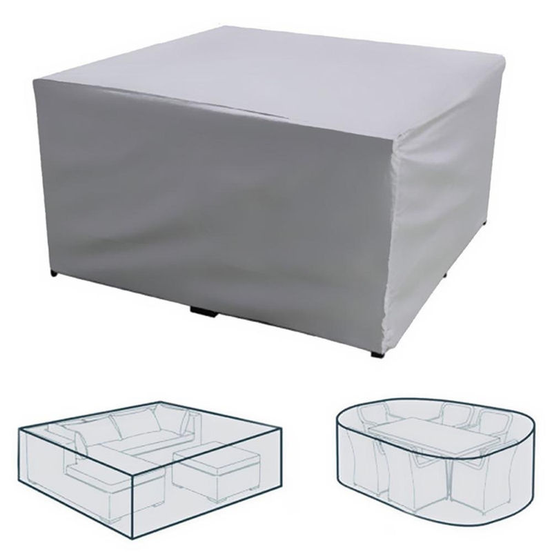 Huapate Quadratische Terrassenmöbelabdeckung für Tische, wasserabweisende Outdoor-Möbelabdeckung aus Polyestergewebe mit PVC-Beschichtung, Farbe: Silber, B/T/H: 130 x 70 x 70 cm - Bild 2