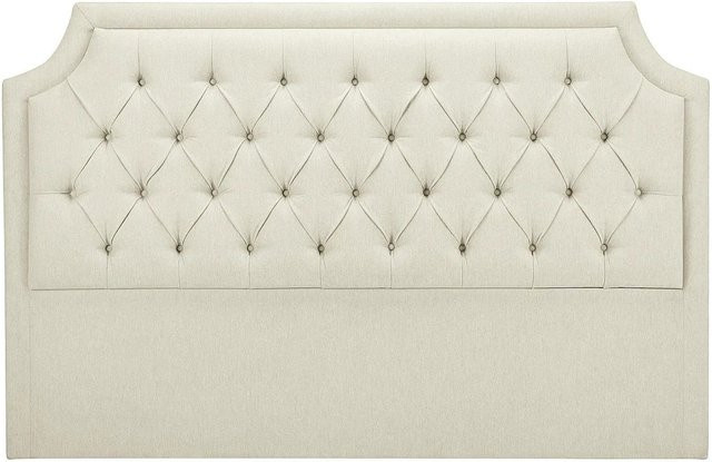 Vente-unique Bettkopfteil Johene Beige, gepolstertes Kopfteil aus Stoff und MDF, Breite: 150 cm, Höhe: 110 cm, Tiefe: 8 cm - Bild 1