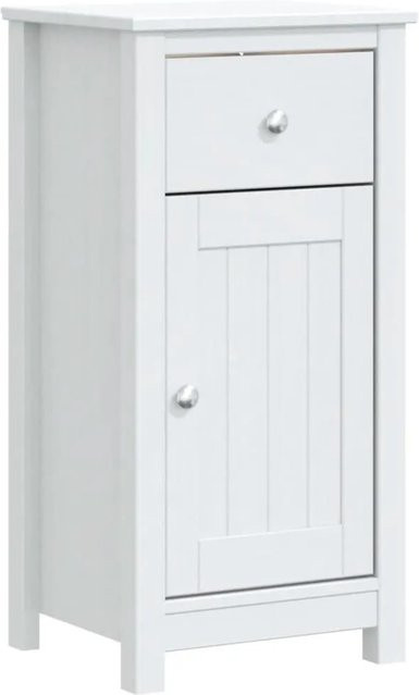 vidaXL Badschrank BERG aus Massivholz Kiefer in Weiß, Wandmontage mit Türen und Schubladen, B/T/H: 40 x 34 x 80 cm - Bild 1