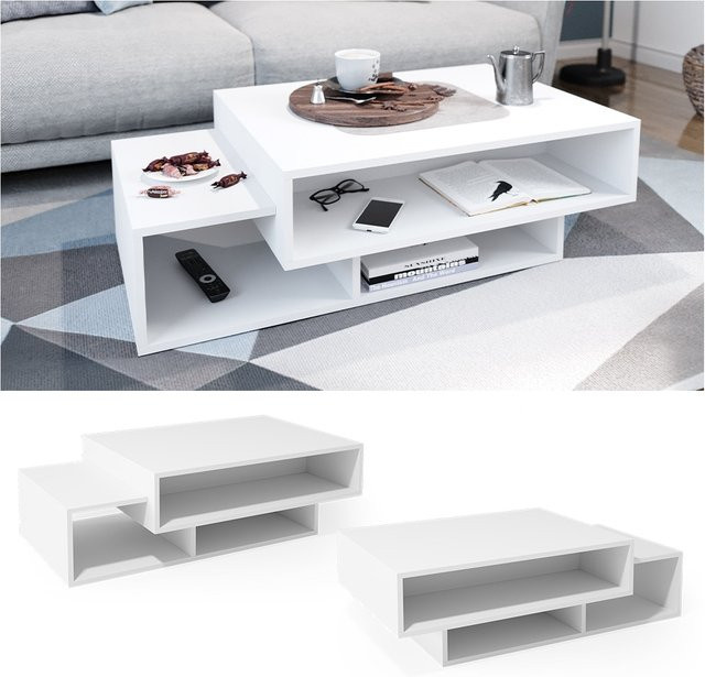 VICCO Couchtisch BARI in Weiß als rechteckiger Kaffeetisch für dein Wohnzimmer - Bild 1