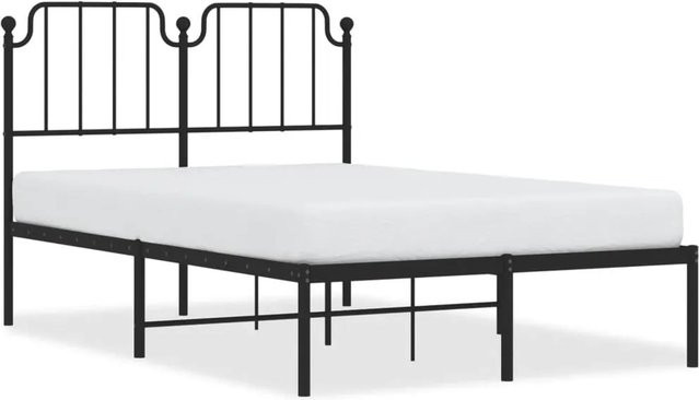 vidaXL Metallbettgestell mit Kopfteil aus Stahl in Schwarz, B/T/H: 100-120 x 200 cm - Bild 1