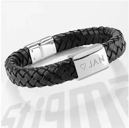 STIGMA Lederarmband, Edelstahl, Schwarz, Herren - Bild 1