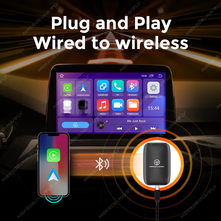 MEKEDE Android Auto Multimedia Streaming Box für Netflix und YouTube, AI Box für OEM Auto Zubehör, Schwarz - Bild 2