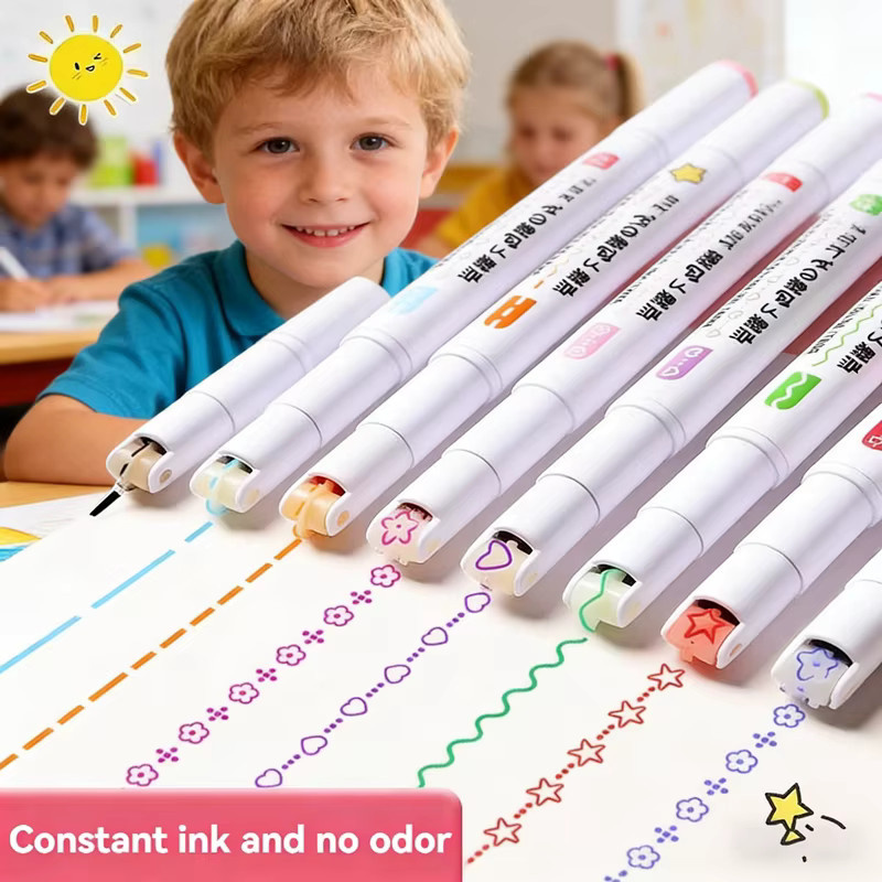 kissbuty Textmarker-Set mit Blumenlinien-Form, Rollspitzen-Kurvenmarker für Schule und Büro, Mehrfarbig - Bild 2