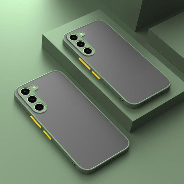Samsung Galaxy A15 A25 A35 A55 4G 5G Luxus Panzer Bumper Hülle 2 in 1 in Transparent und Green - Bild 1
