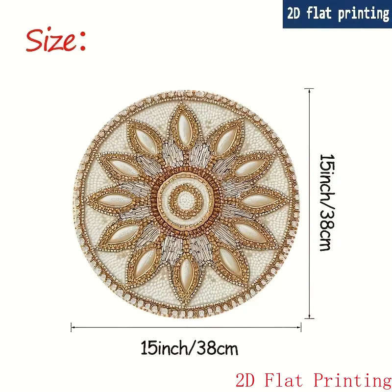 VIKAMA 4-teiliges rundes Tischset-Set aus Baumwolle, wasserdicht und hitzebeständig, 2D-Druck für Küche und Esszimmer - Bild 3