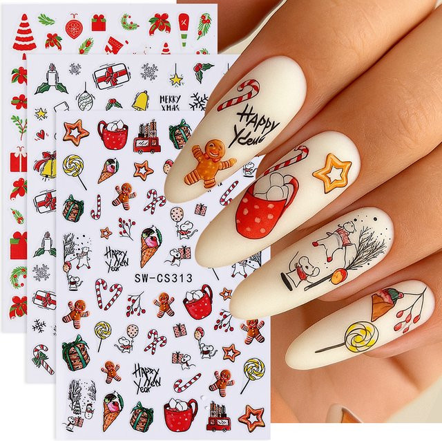 SWEET TREND Nagelaufkleber Weihnachten, Matt, 3 Stück - Bild 1