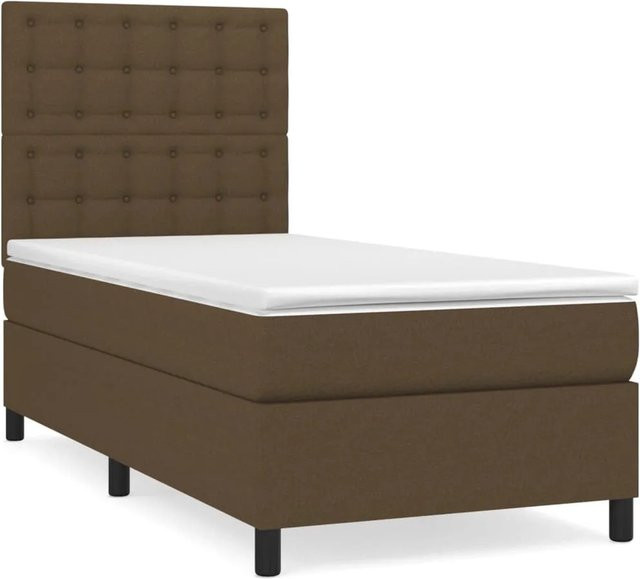 vidaXL Boxspringbett mit Matratze Dunkelbraun B/T/H: 80 x 200 x 128 cm - Bild 1