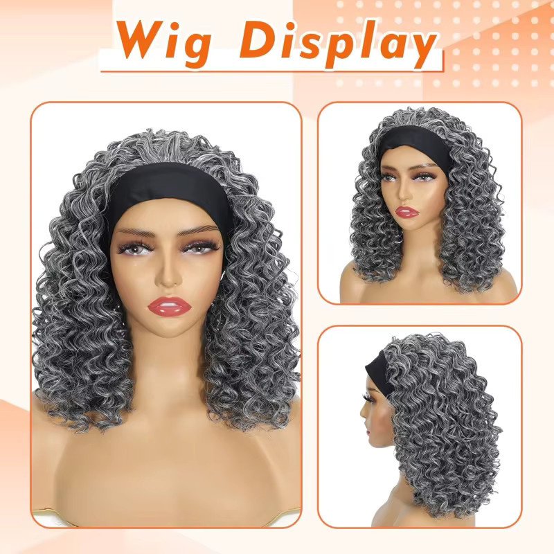 Suri Hair Stirnband-Perücke, grau, kurz, lockig, synthetisch, Damen - Bild 3