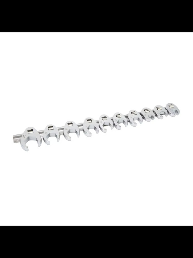 Verchromtes Krähenfußschlüssel-Set mit 3/8-Zoll-Antrieb für Ratschen, metrischer Mutternschlüssel in Silber, Größen 10 mm bis 22 mm - Bild 3