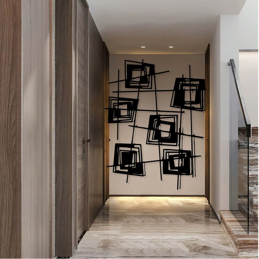 Vackstod Moderne Metall-Wandkunst von CIFBUY, abstrakte geometrische Wanddekoration aus Eisen in Schwarz und Weiß im industriellen Design - Bild 5