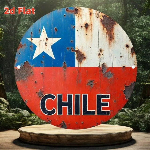 CIFBUY Vintage Metall-Wandkunst Chilenische Flagge in Rot, Blau und Weiß, Rechteckig, Breite: 30,48 cm, Höhe: 20,32 cm - Bild 1