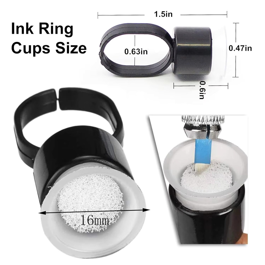 JUN.M Tattoo Ink Ring Tassen mit Schwamm, 50/100 Stück - Bild 2