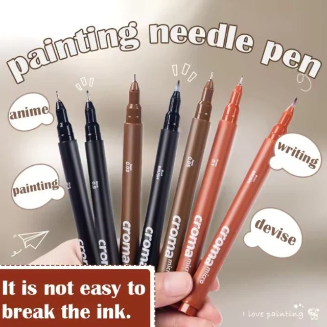 Croma Micro Fineliner Art Kalligraphie-Stifte Set mit weicher Nadelspitze für Künstler zum Zeichnen und Skizzieren in Schwarz, Braun und Multicolour - Bild 1