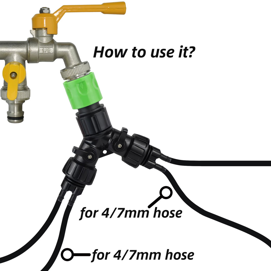 KESLA Tropfbewässerungs-Wasserhahn-Adapter mit 2-Wege- und 4-Wege-Splitter für 1/4 Zoll Schläuche und automatische Bewässerungssysteme - Bild 4