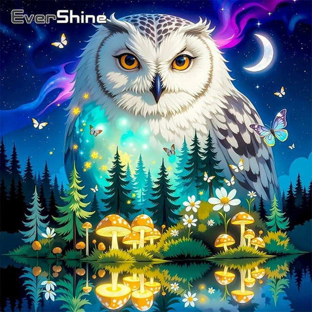 Evershine Tier-Diamantmosaik Eule, Diamantmalerei, Acryl, Bunt - Bild 1