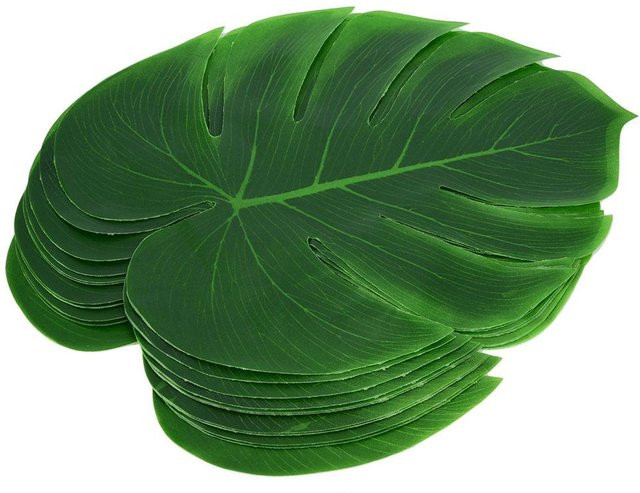 CosyHome 12er Set Monstera Blatt Tischläufer und Besteckmatten in Grün aus Kunststoff, fleckabweisend - Bild 1