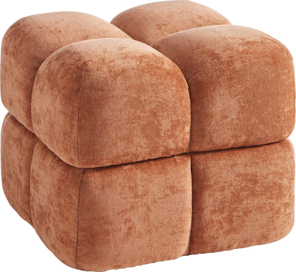 Hocker mit braunem Samtbezug und abnehmbarer Sitzfläche aus Holz - Bild 2