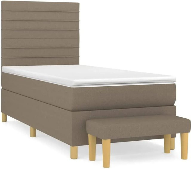 vidaXL Boxspringbett mit Matratze Hybrid-Design in Taupe, B/T/H: 80 x 200 x 128 cm - Bild 1