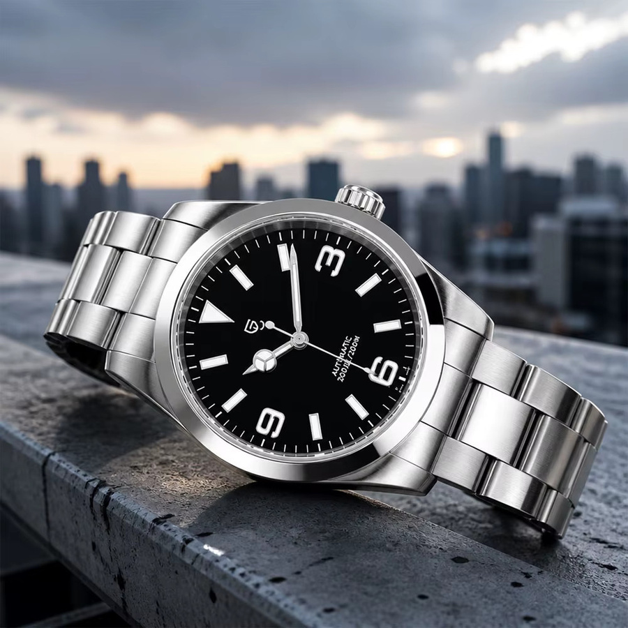 PAGANI DESIGN Automatik-Armbanduhr, Edelstahl, Saphirglas, Schwarz, Herren - Bild 5