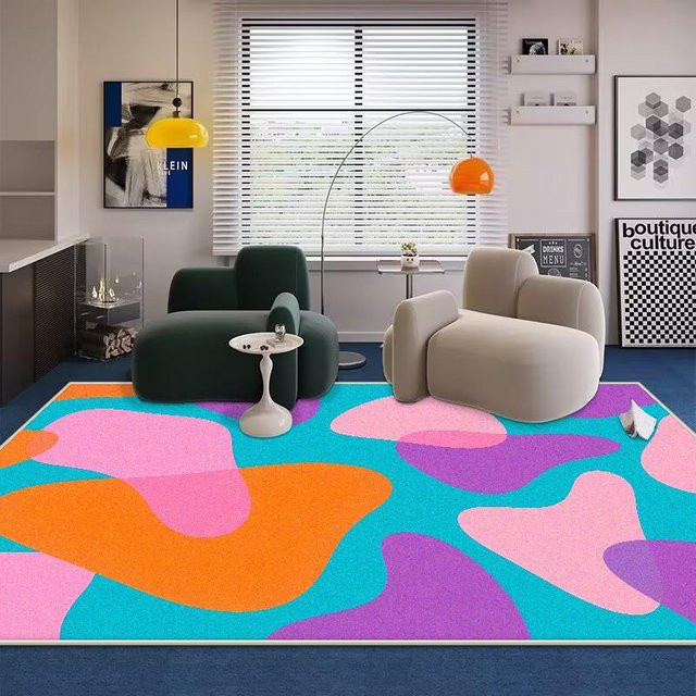 Nordisch Abstrakt Teppich aus Flanell in Multicolour, Waschbar und Rutschfest, B/T: 60 x 90 cm - Bild 1