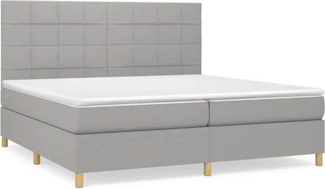 vidaXL Boxspringbett mit Matratze Hybrid-Design in Hellgrau, B/T/H: 200 x 200 x 43 cm - Bild 1