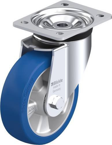 Blickle LK-ALBS 160K Lenkrolle in Silber und Blau mit 160 mm Rad-Durchmesser und 580 kg Tragfähigkeit - Bild 1