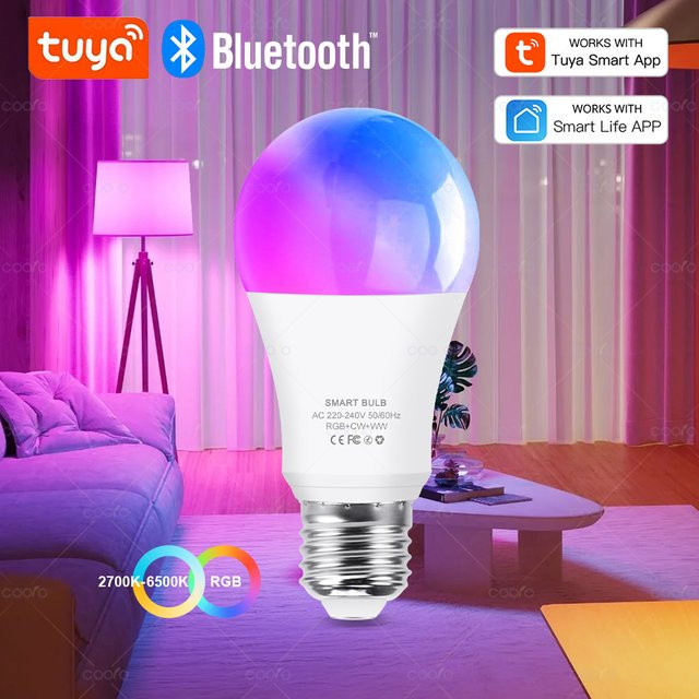 COOLO Smart LED Glühbirne E27 mit Bluetooth und Tuya Smart Life Unterstützung, dimmbar, RGBCW Multicolour - Bild 1