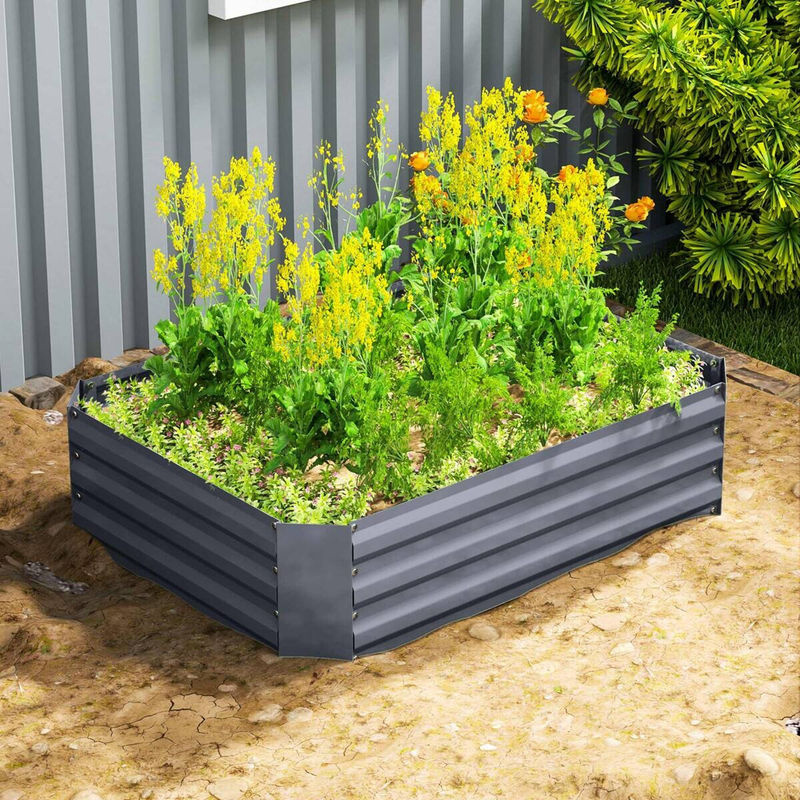 Outsunny Hochbeet aus Stahl für Garten und Balkon, stapelbares Pflanzbeet als Blumenkasten oder Gemüsebeet, B/T/H: 120 x 90 x 30 cm - Bild 5