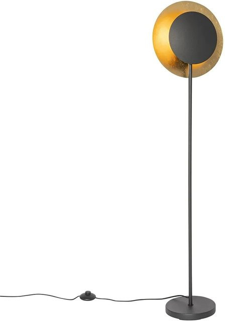QAZQA Emilienne Art Deco Stehlampe aus Stahl in Schwarz und Gold, dimmbar, E27 - Bild 1