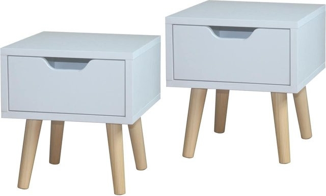 HTI-Living Nachttisch Thekla 2er-Set mit 1 Schublade in Weiß im skandinavischen Design für dein Schlafzimmer - Bild 1