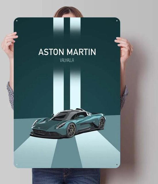 ZX ART Aston Martin Klassische Autos Metallschild Retro Wandkunst B: 30 cm, H: 40 cm, Multicolor - Bild 1