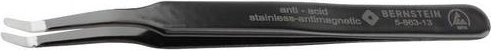 BERNSTEIN ESD Pinzette 2acb Flach-breit, gebogen 30° aus Edelstahl, schwarz, Länge: 125 mm - Bild 1