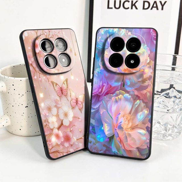 Handyhülle mit Rosa Lotus und Schmetterling für Xiaomi Redmi Note 15 14 13 13R 12R 12 12S 11 11S Pro Plus 4G 5G in Schwarz und Multicolour - Bild 1