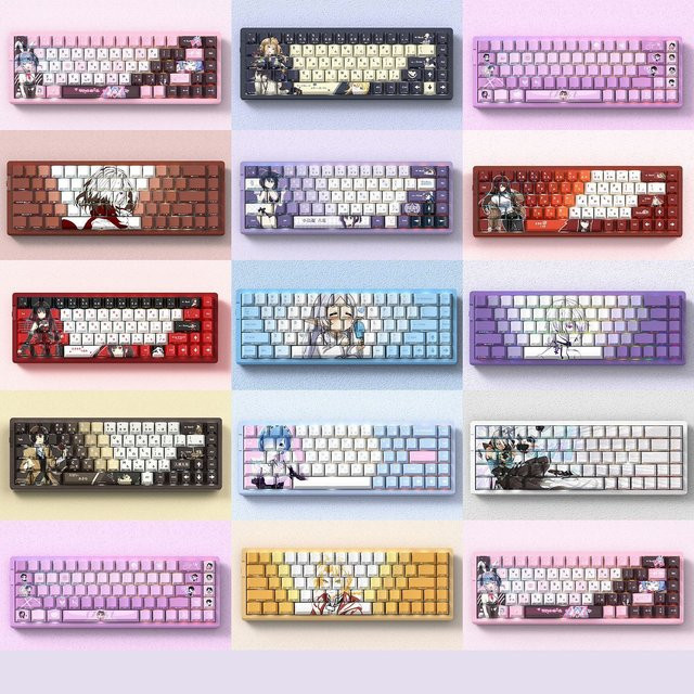 KUXM Miyu Cartoon-Anime Tastenkappen im 2D-Stil aus durchscheinendem PBT mit OEM-Profil und seitlicher Gravur, 74 Tasten, Multicolour - Bild 1