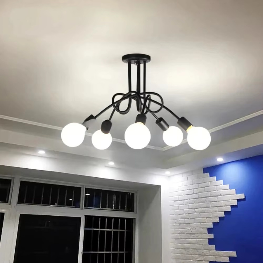 JOYINLED Moderner Minimalistischer Kronleuchter in Schwarz mit Astform und LED-Deckenleuchte aus Metall und Glas für Wohnzimmer, Küche und Schlafzimmer - Bild 1