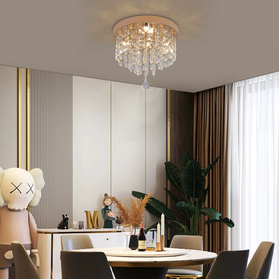 VETRULUS Moderne LED-Deckenleuchte aus Kristall und Metall in Gold/Messing für Wohnzimmer, Schlafzimmer und Esszimmer - Bild 3