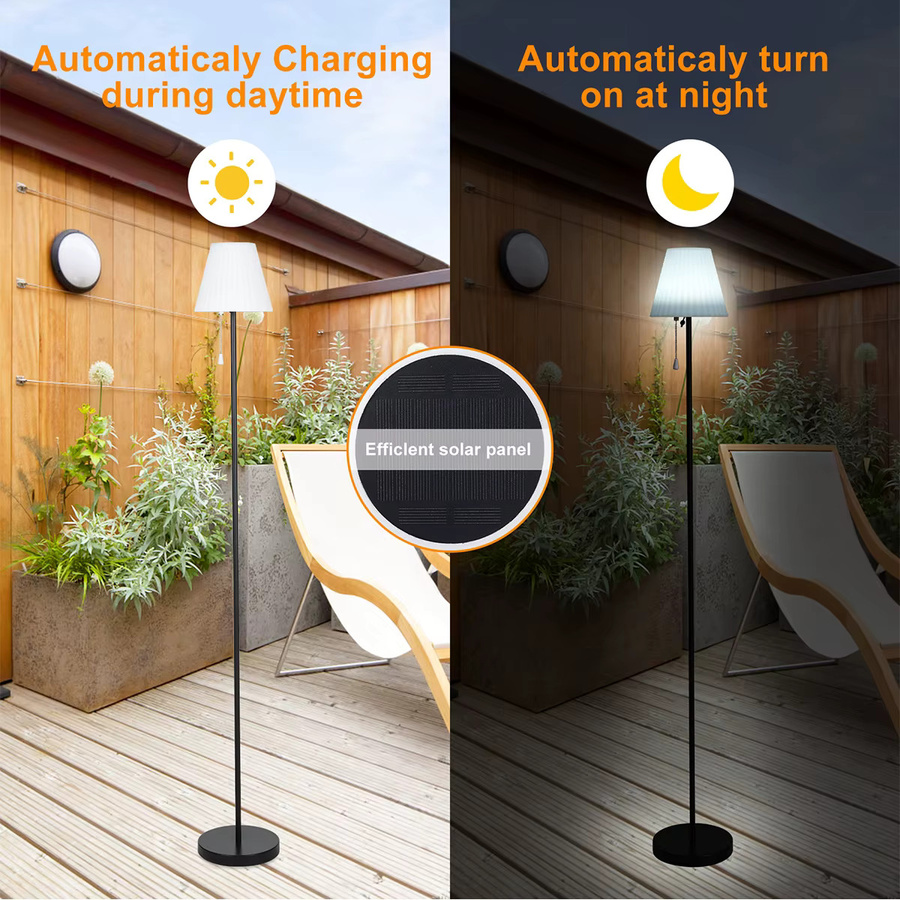 AMARYLLIS Solar LED Stehleuchte mit Fernbedienung und RGB-Farbauswahl, Schwarz/Weiß, Modernes Design für Garten und Innenbereich - Bild 2