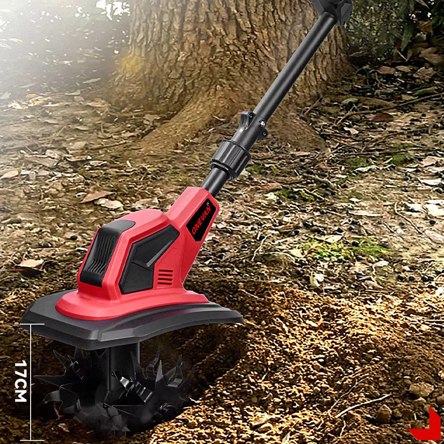 ONEVAN Elektrische Bodenfräse Rototiller 4000W in Rot für Makita 18V Akku LXT - Bild 4