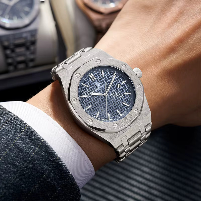 PAAZOMU Armbanduhr Edelstahl, Quarz, Blau, Herren - Bild 3