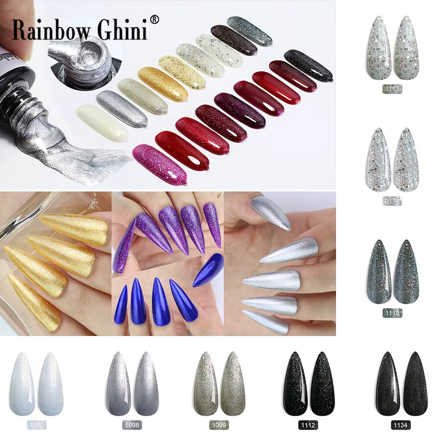 Rainbow Ghini Nagellack, 8 ml, Schwarz & Weiß, Schimmernd, Gel-Lack - Bild 3