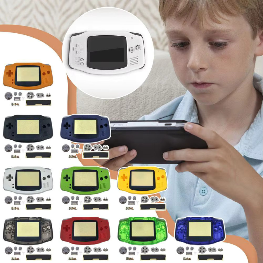 Nintendo Game Boy GBA Ersatzgehäuse-Kit mit Tasten in transparentem Weiß im Retro-Design - Bild 3