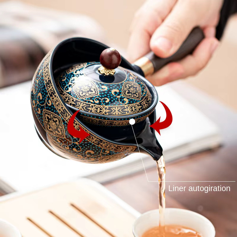 Tragbares Schaukel Tee-Set aus Keramik mit Teekanne und Infuser für Kung Fu Tee - Bild 3