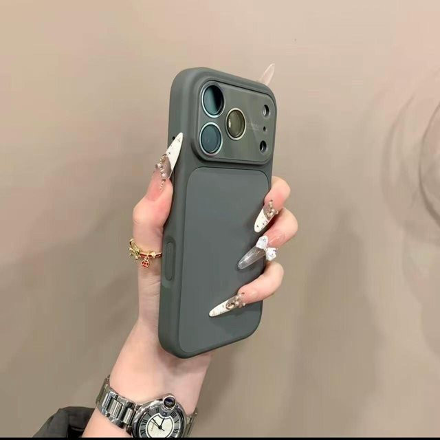 YULIN Flüssigsilikonhülle in Grau mit Kameraschutzfolie und großem Fenster für iPhone 17 16 1 Pro Max 13 14 - Bild 1