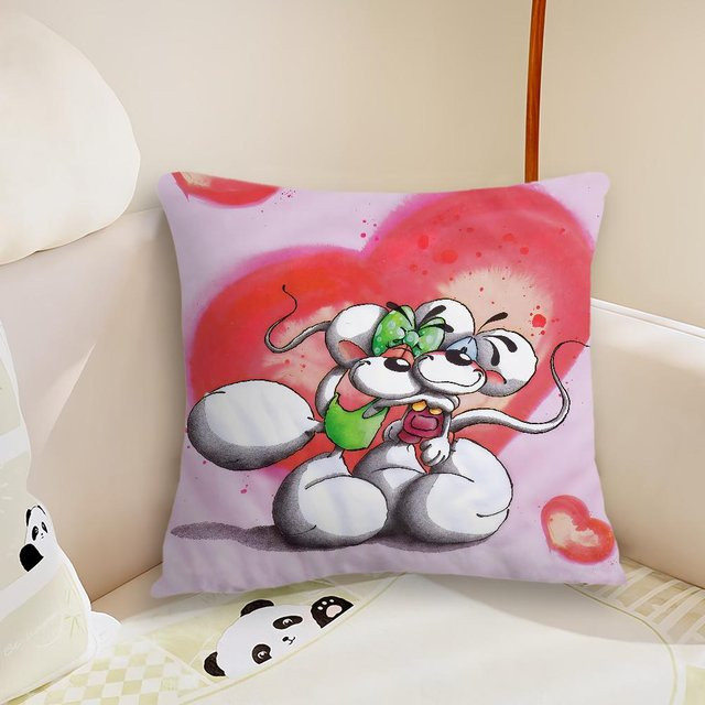Weicher Plüsch Kissenbezug mit Cartoon Diddl Rat Motiv in Pink, B/B/H: 55 x 55 x 0 cm - Bild 1