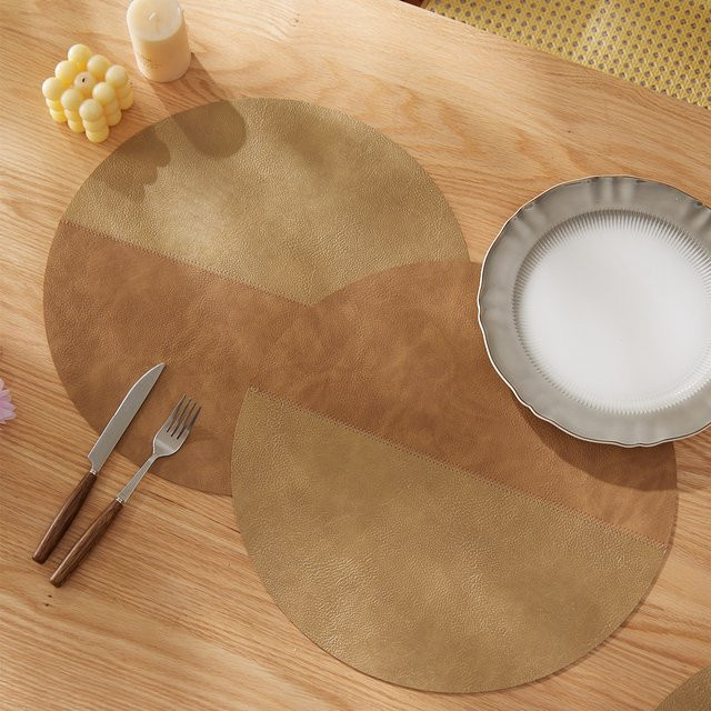 4er-Set Tabletex Leder Tischsets in Mehrfarben, runde Untersetzer für dein Esszimmer, Durchmesser: 38 cm - Bild 1