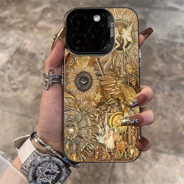 Galvanisierte TPU-Handyhülle mit goldenem Vintage-Muster für Apple iPhone Modelle in Gold und Schwarz - Bild 1